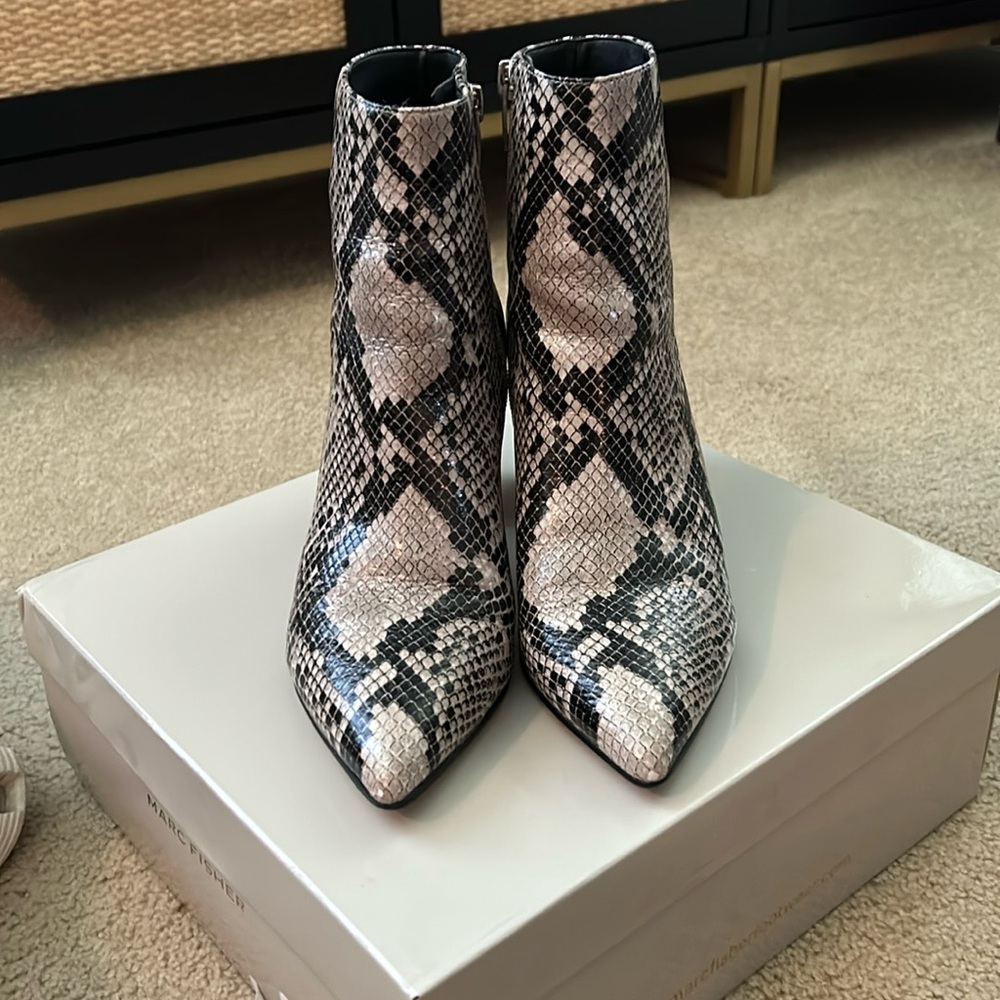Snakeskin booties